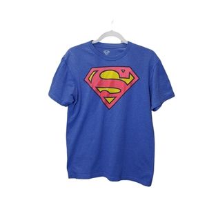 Superman's DC comics vintage logo blue crew neck T-shirt size Medium